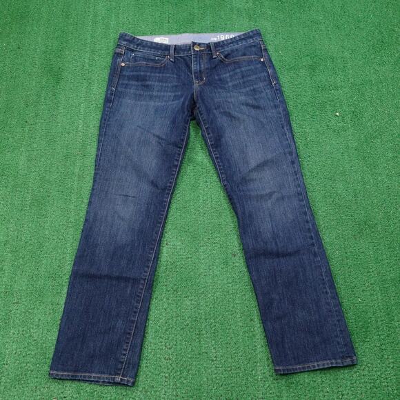Gap 1969 Jeans Womens 10 Blue Real Straight Dark Wash Stretch Ankle 30/10A Denim - Picture 1 of 9